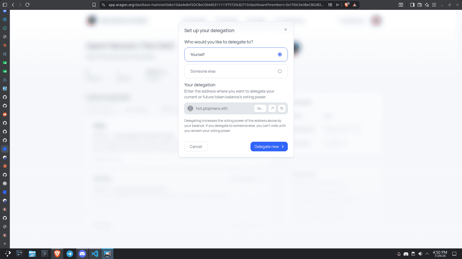 DAO delegate select