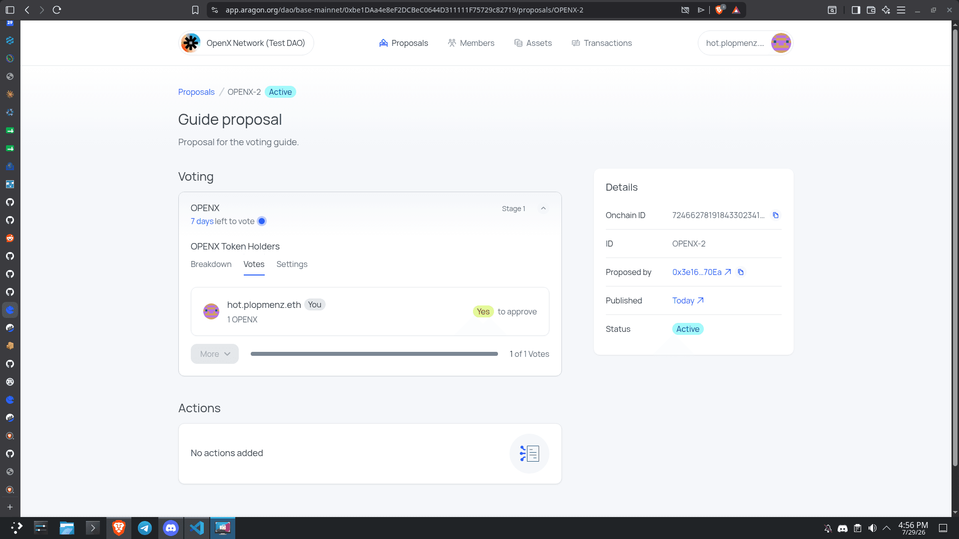 DAO proposal watch votes