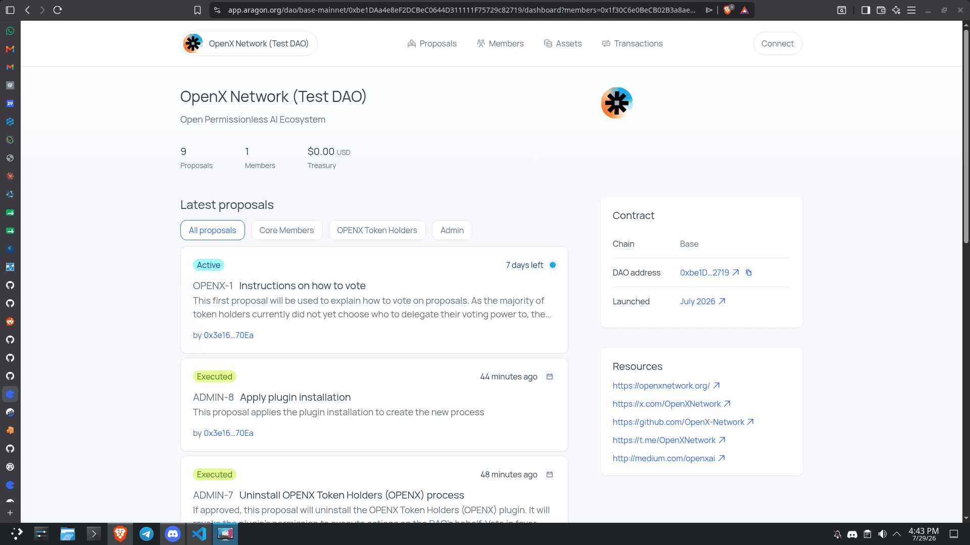 DAO webpage